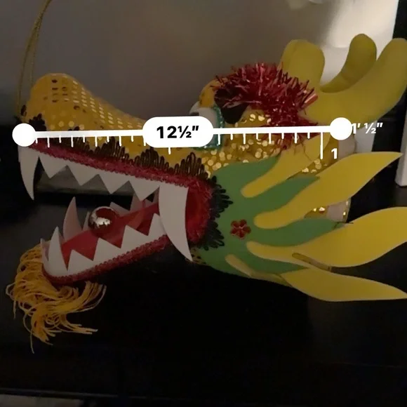 Colorful Yellow Dragon Head 🐲 Halloween Costume with Fringe - Picture 15 of 15